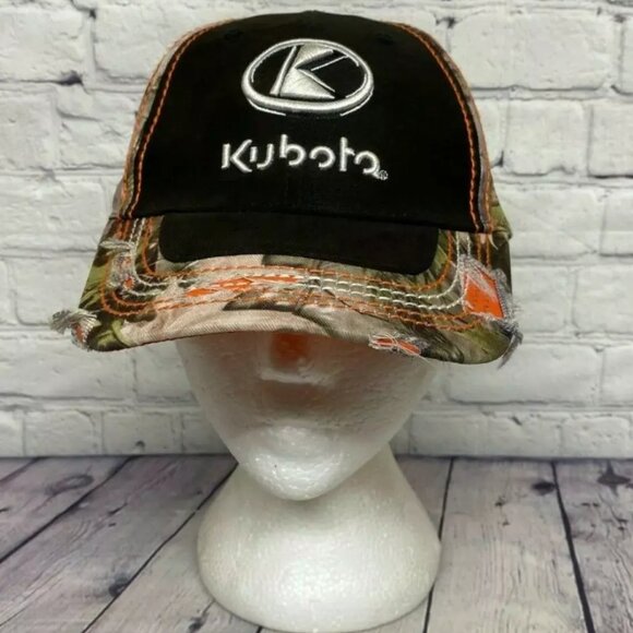 Kubota Distressed Hat Camo Baseball Cap Embroidered One Size Strap Back CHOKO - Picture 1 of 10